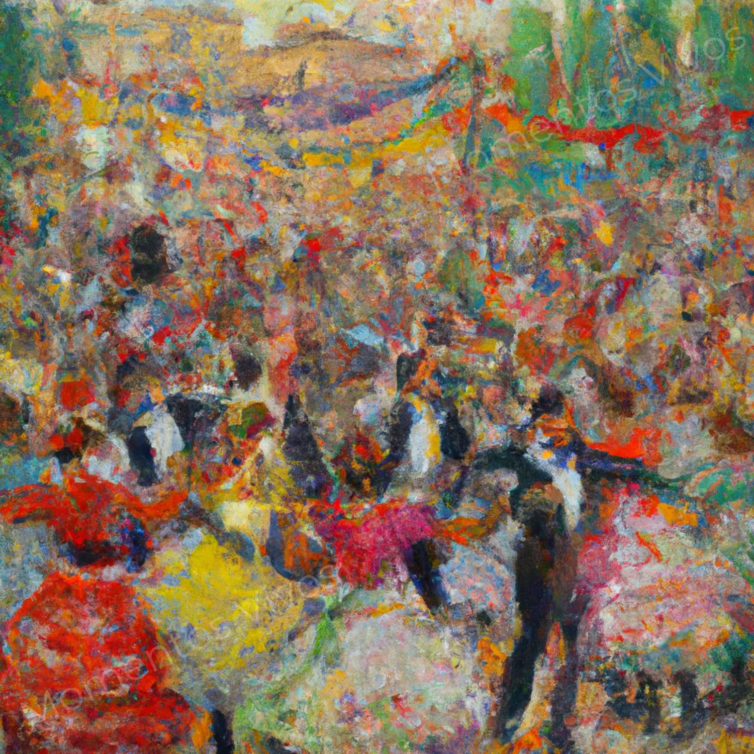 A gentle, atmospheric procession rendered in layered color
